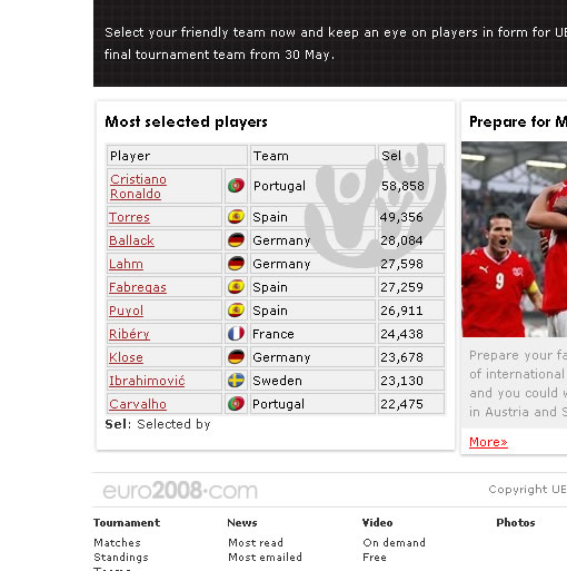 Die beliebtesten Spieler der EURO'08